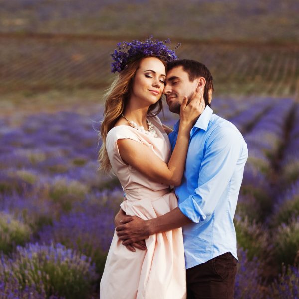 Wedding,In,The,Lavender,Field,In,Provence.,Lovers,Embrace,In